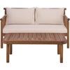 image:imageSAFAVIEH Outdoor Patio Furniture Collection  Cardori Teak amp Cream Solid Wood Bench with Cushions and Coffee Table Set 2Piece Patio Seating Ensemble PAT6808ATeak BrownCream
