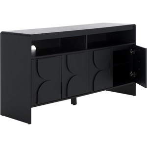 image:imageSAFAVIEH Arsenio TV Stand for up to 65 Flatscreen Walnut Brown 4 Doors with Interior Storage 2 Shelves Sideboard Entertainment Media Console MED3101ABlack