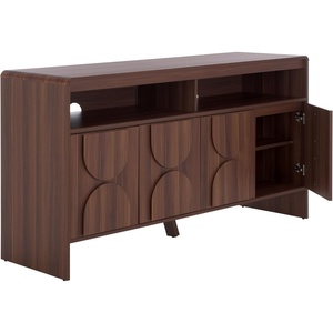 image:imageSAFAVIEH Arsenio TV Stand for up to 65 Flatscreen Walnut Brown 4 Doors with Interior Storage 2 Shelves Sideboard Entertainment Media Console MED3101AWalnut