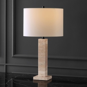 image:imageSAFAVIEH Couture Collection Hannabeth TravertineBlack 27inch Dimmable Table Lamp for Bedroom Living Room Home Office Desk Nightstand