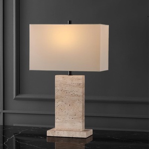 image:imageSAFAVIEH Couture Collection Jennabriana TravertineBlack 26inch Dimmable Table Lamp for Bedroom Living Room Home Office Desk Nightstand