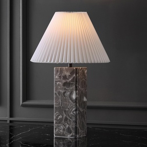 image:imageSAFAVIEH Couture Lighting  Mackenzie 25Inch Square Marble Table Lamp  Cream amp White  Modern Slim Pillar Design  Ideal for Living Room Bedroom  LED Bulb Included CTL1080ALight GreyWhite