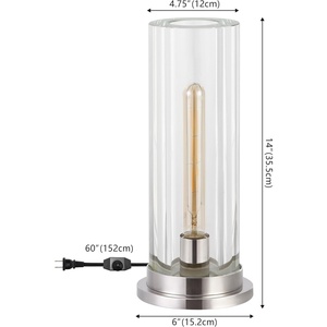 image:imageSAFAVIEH Couture Lighting Collection Dellanora SilverClear Tube 14inch Dimmable Table Lamp LED Bulbs Included