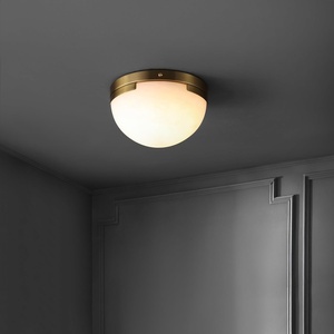 image:imageSAFAVIEH Couture Lighting Collection Eddie BrassOffWhite Alabaster Flush Mount Ceiling Light LED Bulb IncludedBrassOff White