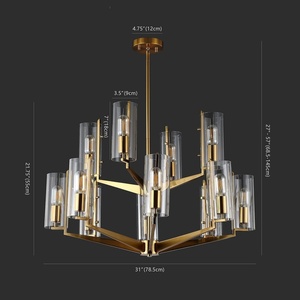 image:imageSAFAVIEH Couture Lighting Collection Jennica Art Deco Glam Gold Glass Chandelier
