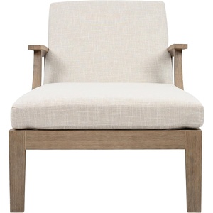 image:imageSAFAVIEH Couture Outdoor Patio Furniture Collection  Martinique Chaise Lounge Chair Natural Teak Solid Wood with Removable Beige Cushions CPT1066ANaturalBeige