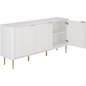 image:imageSAFAVIEH Furniture  Hilsa Media Stand for TVs up to 70  White amp Gold 3Door Entertainment Media Console  Storage Cabinet for Living Room Bedroom MED3116AWhiteGold