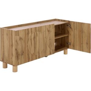image:imageSAFAVIEH Furniture  Marrero Media Stand for TVs up to 65  Oak Entertainment Media Console  4Door Storage Cabinet for Living Room Bedroom MED3121AOak