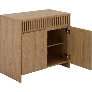 image:imageSAFAVIEH Furniture  Masa Media Stand for TVs up to 35  Oak 2Door Modern Sideboard Storage Cabinet Console with Interior Shelf MED3608AOak
