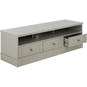 image:imageSAFAVIEH Furniture  Shafa Media Stand for TVs up to 55  Light Grey amp Brass 3Drawer Entertainment Media Console  Storage Cabinet for Living Room Bedroom MED3123ALight GreyBrass