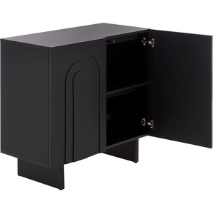image:imageSAFAVIEH Furniture  Simi Media Stand for TVs up to 28  Black Compact Entertainment Media Console  Storage Cabinet for Living Room Bedroom MED3119BBlack