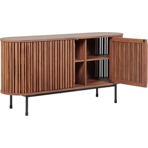 image:imageSAFAVIEH Home Collection  Enid Oak amp Black Sideboard Media Stand 2Door Entertainment Console Slatted Modern Design Fits up to 65 Flatscreen TV MED9644CWalnutBlack