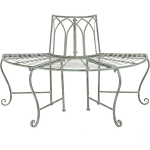 image:imageSAFAVIEH Outdoor  Abia Iron Tree Bench  Rustic Brown Iron Metal  Vintage Scrollwork Garden Design  Ideal for Patio Deck Porch Garden 17 Seat Height PAT5018BAntique Dark Green