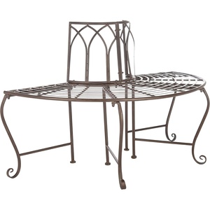 image:imageSAFAVIEH Outdoor  Abia Iron Tree Bench  Rustic Brown Iron Metal  Vintage Scrollwork Garden Design  Ideal for Patio Deck Porch Garden 17 Seat Height PAT5018BRustic Brown