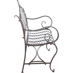 image:imageSAFAVIEH Outdoor  Abner Outdoor Iron Garden Bench  Antique White  Scrollwork Design  Ideal for Patio Deck Porch Garden 17 Seat Height PAT5017ARustic Brown