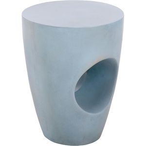 image:imageSAFAVIEH Outdoor  Aishi Accent Stool  Modern Design  Powder Blue Concrete  Weather Resistant  Ideal for Patio Deck Backyard 14 W x 14 D x 177 H VNN1007D