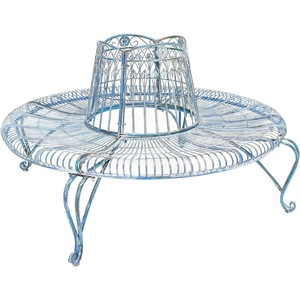 image:imageSAFAVIEH Outdoor  Ally Iron Tree Bench  Rustic Brown Iron Metal  Curved Scrollwork Garden Design  Ideal for Patio Deck Porch Garden 175 Seat Height PAT5019AMossy Blue