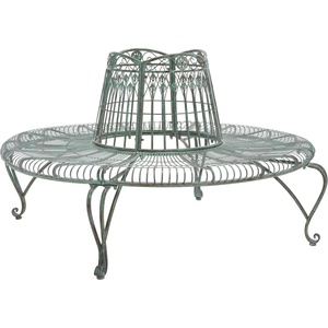 image:imageSAFAVIEH Outdoor  Ally Iron Tree Bench  Rustic Brown Iron Metal  Curved Scrollwork Garden Design  Ideal for Patio Deck Porch Garden 175 Seat Height PAT5019AAntique Dark Green