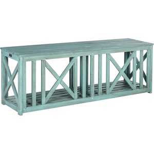 image:imageSAFAVIEH Outdoor  Branco Storage Bench  Dark Slate Grey amp White Solid Acacia Wood  Hidden Storage amp Coastal Style Seating for Patio Porch amp Garden 512 W x 138 D x 181 H FOX6706KBeach House Blue
