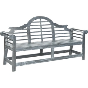 image:imageSAFAVIEH Outdoor  Khara Garden Bench  Dark Slate Grey  Solid Wood  LutyensInspired Slatted Design  Ideal for Patio Deck Porch Garden 177 Seat Height PAT6705KAsh Grey