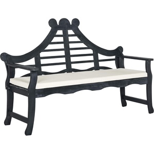 image:imageSAFAVIEH PAT6741A Outdoor Collection Azusa BenchDark Slate Gray  Beige