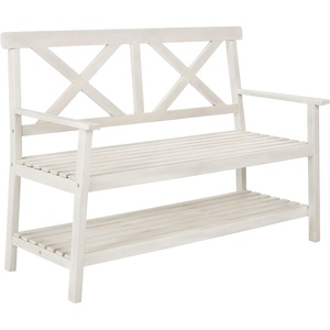 image:imageSAFAVIEH PAT6744A Collection Mayer Black 4921 Outdoor BenchWhite