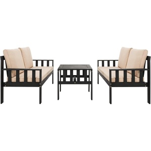 image:imageSAFAVIEH PAT6749A Collection Lardner Grey and Sahara Living Outdoor SetDark Slate Gray  Dark Beige