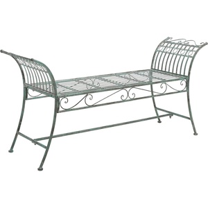image:imageSafavieh Outdoor Collection Hadley Antique White BenchAntique Dark Green