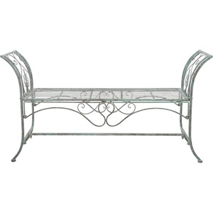image:imageSafavieh PAT5016A Collection Arona Antique White Wrought Iron 51 Outdoor Garden BenchAntique Dark Green
