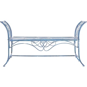 image:imageSafavieh PAT5016A Collection Arona Antique White Wrought Iron 51 Outdoor Garden BenchMossy Blue