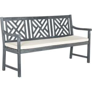 image:imageSafavieh PAT6738A Outdoor Collection Bradbury 3 Seat BenchAsh Grey  Beige
