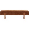 image:imageSAFAVIEH Couture Collection  Kandiss Dark Green Chenille Bench with Brown Wood Legs Modern Upholstered Seating SFV5117EAmberBrown