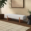 image:imageSAFAVIEH Couture Collection  Kandiss Dark Green Chenille Bench with Brown Wood Legs Modern Upholstered Seating SFV5117ETaupeBrown