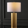 image:imageSAFAVIEH Couture Lighting Collection Rollins Square Metal GoldWhite 27inch Bedroom Living Room Home Office Desk Nightstand Table Lamp LED Bulb Included