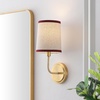 image:imageSAFAVIEH Lighting Collection  Carter Set of 2 Wall Sconces Brass Gold Metal with Oatmeal Fabric Shade amp Red Trim Modern Classic Accent Lighting SCN4151ASET2BrassRed