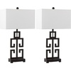 image:imageSAFAVIEH Lighting Collection  Greek Key Table Lamp Set of 2  Antique Gold Metal Base with White Fabric Shade LED Bulbs Included 29Inch Bedroom Living Room Desk Lamps LIT4305ASET2Oil Rub Bronze  Set of 2