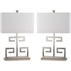 image:imageSAFAVIEH Lighting Collection  Set of 2 Greek Key Modern Gold 24Inch Table Lamps White Rectangular Shade LED Bulbs Included Bedroom Living Room Home Office LIT4160CSET2Chrome  Set of 2