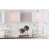 image:imageSAFAVIEH Lighting Collection  Set of 2 Greek Key Modern Gold 24Inch Table Lamps White Rectangular Shade LED Bulbs Included Bedroom Living Room Home Office LIT4160CSET2Chrome  Set of 2