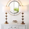 image:imageSAFAVIEH Lighting Collection  Set of 2 Lani Antique Gold Leaf 32Inch Table Lamps White Drum Shade LED Bulbs Included Bedroom Living Room Home Office TBL4016ASET2Antiqued Gold White Linen Shade