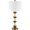 image:imageSAFAVIEH Lighting Collection  Set of 2 Lani Antique Gold Leaf 32Inch Table Lamps White Drum Shade LED Bulbs Included Bedroom Living Room Home Office TBL4016ASET2Antiqued Gold White Linen Shade