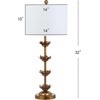 image:imageSAFAVIEH Lighting Collection  Set of 2 Lani Antique Gold Leaf 32Inch Table Lamps White Drum Shade LED Bulbs Included Bedroom Living Room Home Office TBL4016ASET2Antiqued Gold White Linen Shade