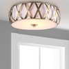 image:imageSAFAVIEH Lighting Collection Charing Modern Farmhouse Antique Gold 15inch Diameter Flush Mount Ceiling Light Fixture LED Bulbs IncludedGold