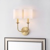 image:imageSAFAVIEH Lighting Collection Ferrara GoldWhite Shade 2Light Single Wall Sconce