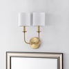 image:imageSAFAVIEH Lighting Collection Ferrara GoldWhite Shade 2Light Single Wall Sconce