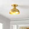 image:imageSAFAVIEH Lighting Collection Helm Brass Flush Mount LED Bulbs IncludedBrass