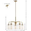image:imageSAFAVIEH Lighting Collection Idelle Art Deco Brass 5Light Adjustable Pendant Chandelier Hanging Light Fixture Ideal for Dining Room Kitchen Island Foyer Entryway LED Bulbs Included