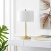 image:imageSAFAVIEH Lighting Collection Taren Modern Contemporary Brass Gold 22inch Bedroom Living Room Home Office Desk Nightstand Table Lamp Set of 2 LED Bulbs Included