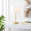 image:imageSAFAVIEH Lighting Collection Taren Modern Contemporary Brass Gold 22inch Bedroom Living Room Home Office Desk Nightstand Table Lamp Set of 2 LED Bulbs Included