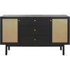 image:imageSAFAVIEH Piran TV Stand for up to 60 Flatscreen  Walnut amp Gold 2 Doors with Interior Storage 3 Drawers Sideboard Entertainment Media Console MED9631ABlackGold