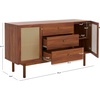 image:imageSAFAVIEH Piran TV Stand for up to 60 Flatscreen  Walnut amp Gold 2 Doors with Interior Storage 3 Drawers Sideboard Entertainment Media Console MED9631AWalnutGold